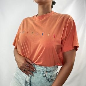 ⟢ Benetton Orange Tee With Rainbow Letters ⟣